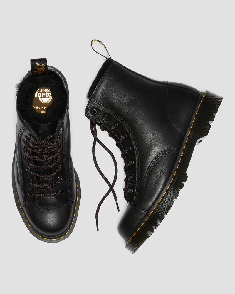 Dr Martens Barton Made in England Shearling Gevoerde Leren Enkellaars Heren Zwart | NL 368OKI